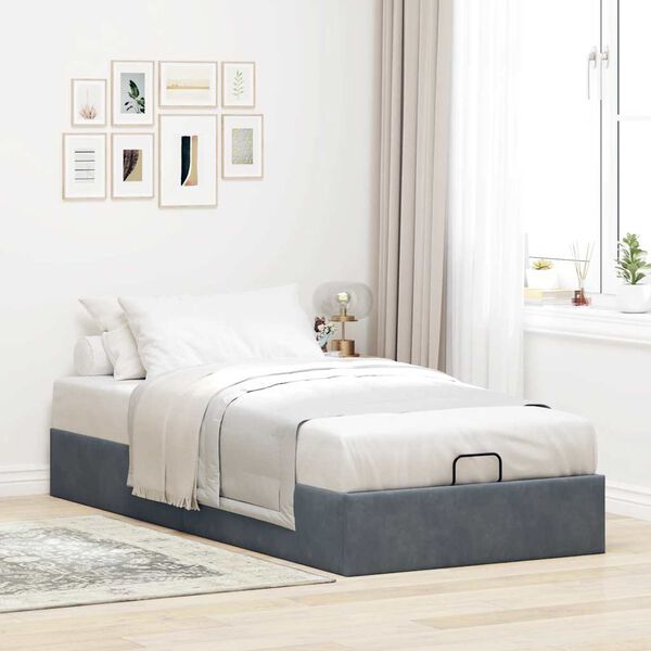 vidaXL Bedframe zonder matras 90x190 cm fluweel donkergrijs