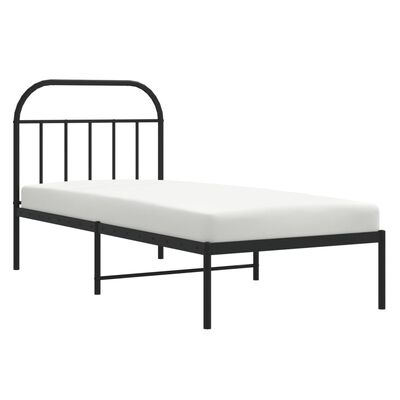 vidaXL Bedframe met hoofdbord metaal zwart 90x190 cm