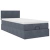 vidaXL Ottoman bed met matras 90x200cm fluweel donkergrijs