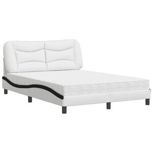 vidaXL Bed met matras "Hvar" kunstleer zwart en wit 120x200 cm