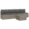 vidaXL 5-delige Loungeset met kussens poly rattan grijs