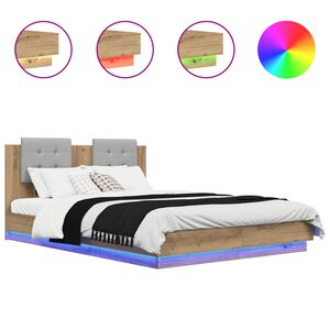 vidaXL Bedframe met Hoofdeinde Artisan Eiken 140 x 200 cm Bewerkt hout