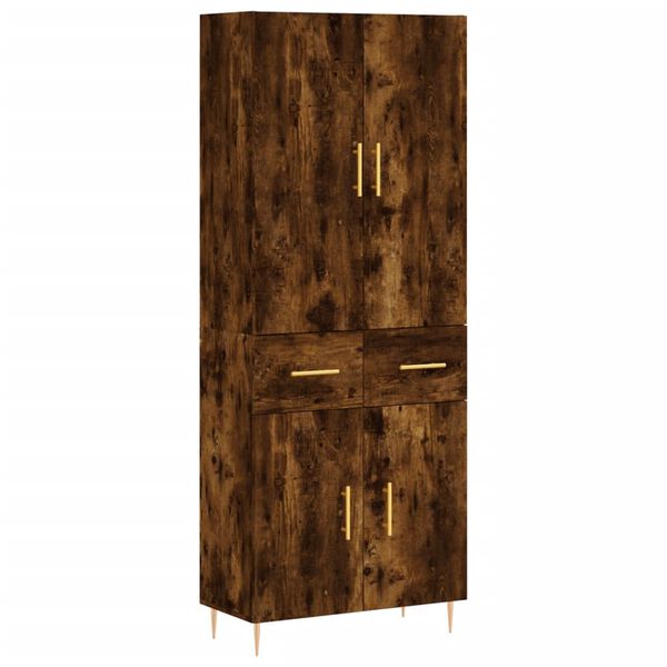 vidaXL Hoge kast 69,5x34x180 cm bewerkt hout gerookt eikenkleurig