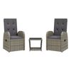 vidaXL 2-delige Tuinset met kussens poly rattan grijs