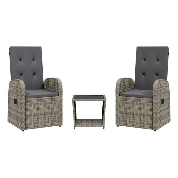 vidaXL 2-delige Tuinset met kussens poly rattan grijs