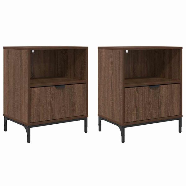 vidaXL Nachtkastje 2 pcs bruin eikenkleur 49 x 36 x 61 cm Bewerkt hout