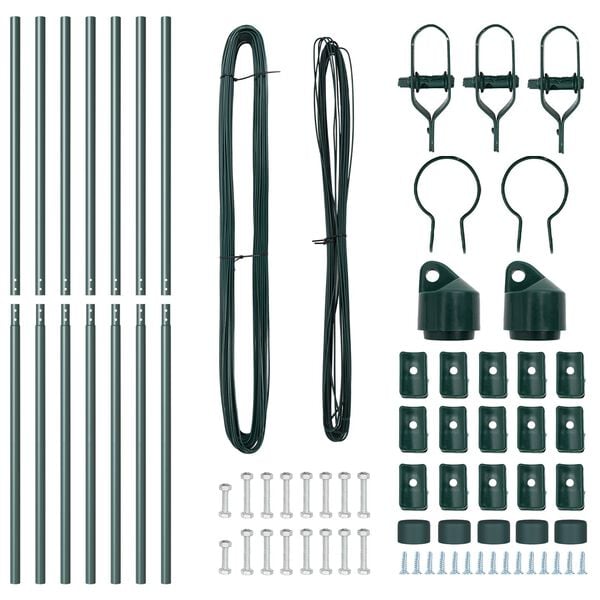 vidaXL Afrasteringspaal 7 pcs Groen Staal