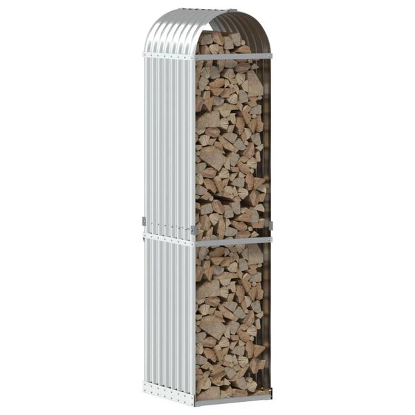vidaXL Haardhoutopslag 40x45x170 cm gegalvaniseerd staal zilverkleurig