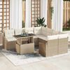 vidaXL Tuin Sofa Set met opslag 9 pcs Beige Poly riet