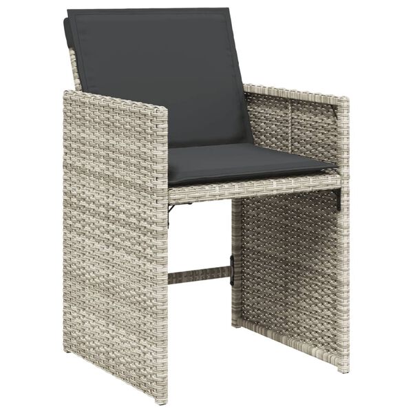 vidaXL Tuinstoelen 4 st met kussens poly rattan lichtgrijs