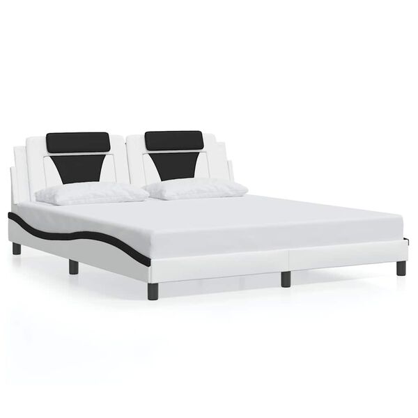 vidaXL Bedframe "Viana" zonder matras kunstleer wit en zwart 180x200 cm