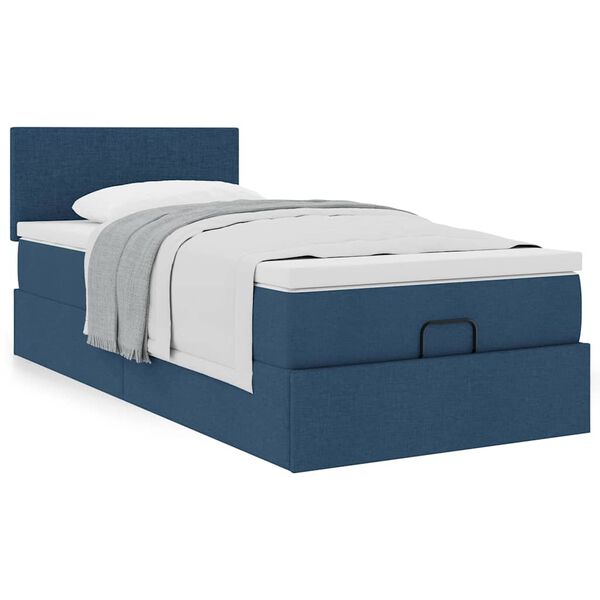vidaXL Bed met matras 100x200 cm stof blauw