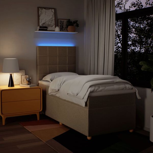 vidaXL Boxspring met matras stof cr&egrave;mekleurig 100x200 cm