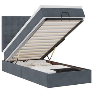vidaXL Ottoman bed met matrassen en LED's 80x200cm fluweel donkergrijs
