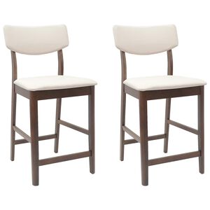 vidaXL Eettafelstoelen 2 st Massief Rubberhout Licht Bruin