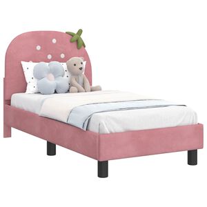 vidaXL Peuterbedframe met hoofdbord Roze 70 x 140 cm Fluweel