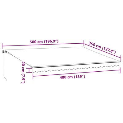 vidaXL Luifel handmatig uittrekbaar 500x350 cm bruin