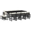 vidaXL 13-delige Tuinset met kussens poly rattan zwart