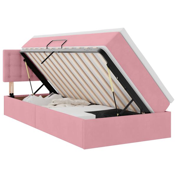 vidaXL Opbergbed met LED met matras met LED Roze 90 x 200 cm Fluweel