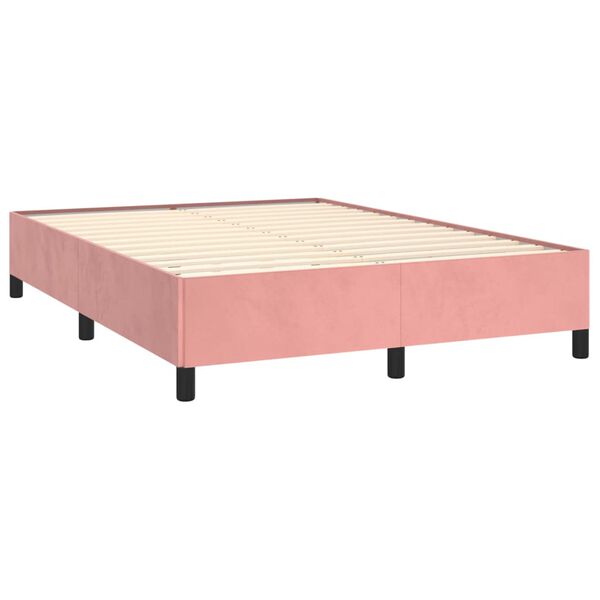 vidaXL Bedframe fluweel roze 140x190 cm