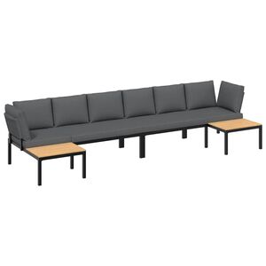 vidaXL 4-delige Loungeset met kussens aluminium zwart