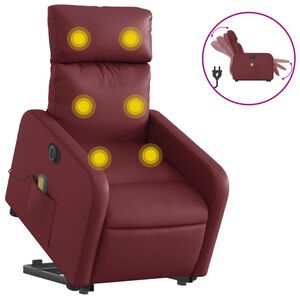 vidaXL Sta-op-massagestoel elektrisch kunstleer wijnrood