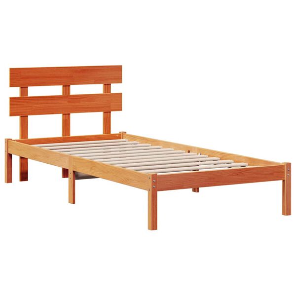 vidaXL Bedframe met hoofdeinde Bruin 75 x 190 cm Massief grenenhout