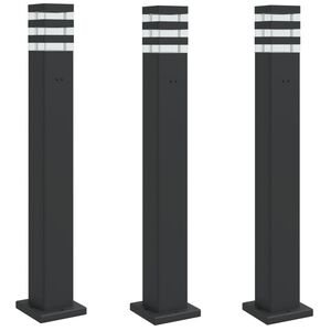 vidaXL Buitenvloerlampen 3 st met stopcontact 80 cm aluminium zwart