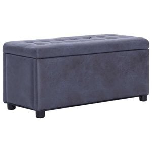 vidaXL Opberghocker 87,5 cm kunstsu&egrave;de grijs