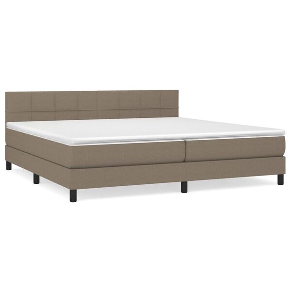 vidaXL Boxspring met matras stof taupe 200x200 cm