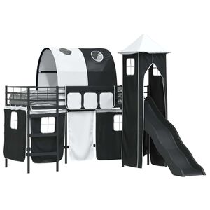 vidaXL Loftbed voor Kids Zwart 90 x 190 cm Metaal