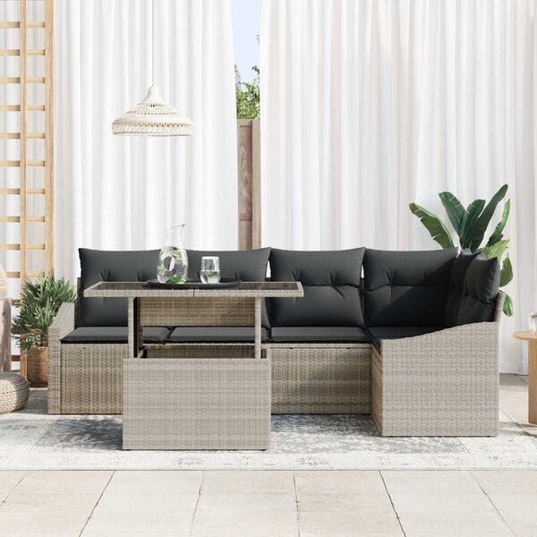 vidaXL Tuin Sofa Set met kussen 6 pcs Licht Grijs en Donker Grijs