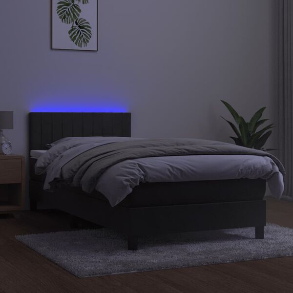 vidaXL Boxspring met matras en LED fluweel donkergrijs 80x200 cm