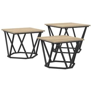 vidaXL Salontafel 3 pcs Sonoma Eiken Engineered hout en staal