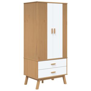 vidaXL Kledingkast OLDEN 76,5x53x172 cm grenenhout wit en bruin
