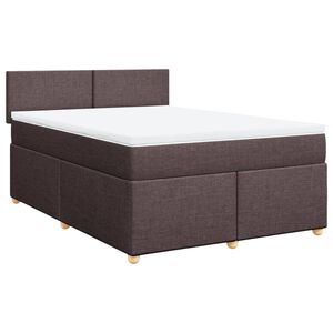vidaXL Boxspring met matras stof donkerbruin 140x190 cm