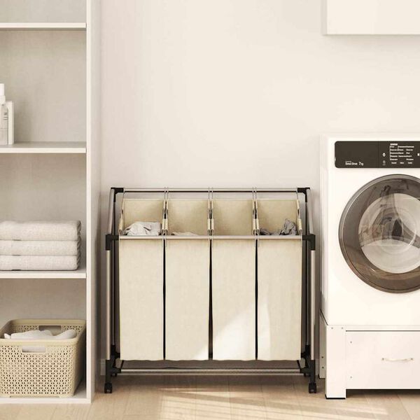 vidaXL Wassorteerder met 4 zakken staal cr&egrave;me