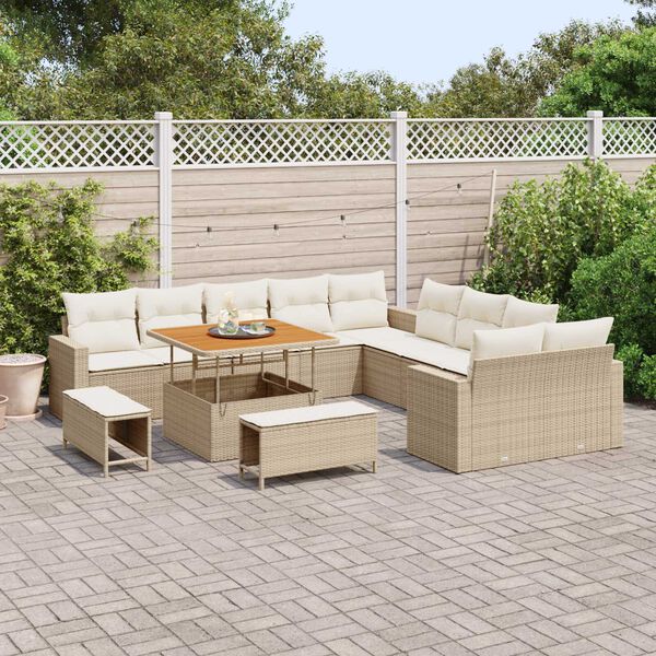 vidaXL Tuinbankenset 13 pcs Beige poly rattan