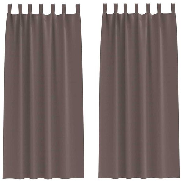 vidaXL Zwart-out Gordijnen met Ringen 2 pcs Donkerbruin 260 x 140 cm