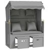 vidaXL Strandstoel met kussens poly rattan en massief hout grijs