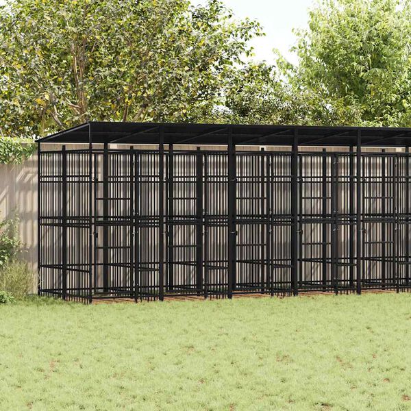 vidaXL Hondenkennel met dak 18,43 m&sup2; staal