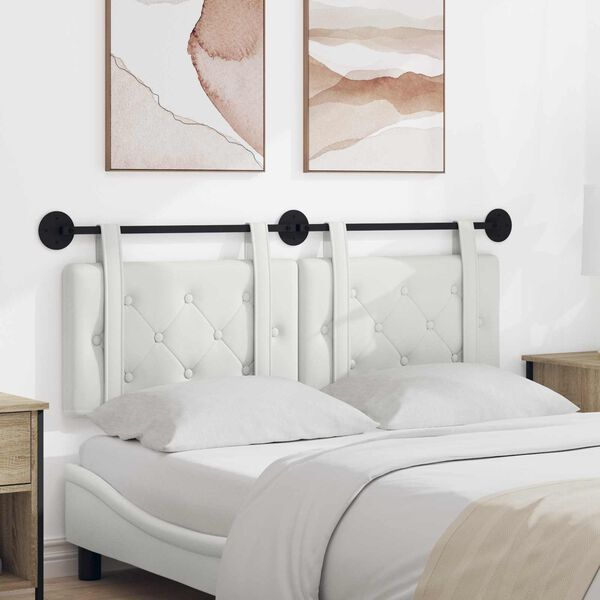 vidaXL Hangend Hoofdeinde Wandgemonteerd Wit 130 x 55 x 5 cm Nep Leer