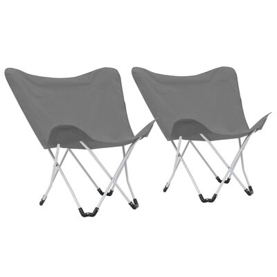 vidaXL Vlinderstoelen inklapbaar grijs 2 st