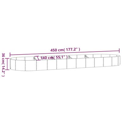 vidaXL Plantenbak 450x140x36 cm gepoedercoat staal antracietkleurig