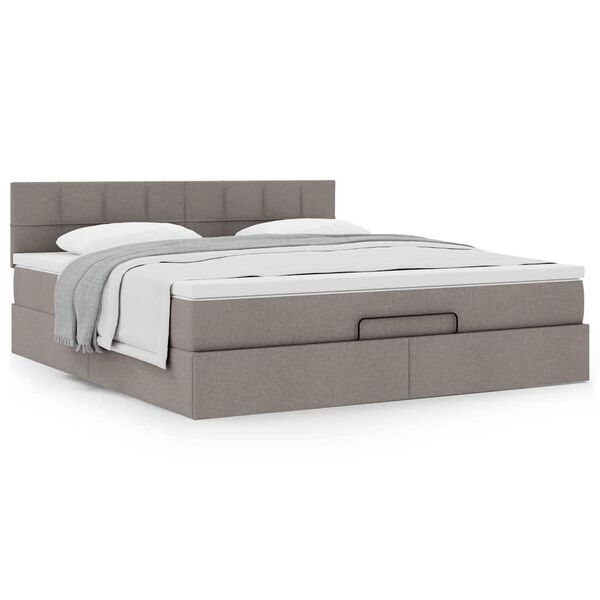vidaXL Ottoman bed met matras 180x200cm stof taupe