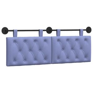 vidaXL Hangend hoofdbord Jeans Blauw Stof