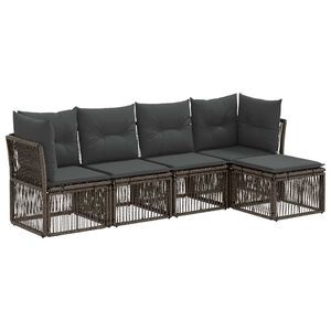 vidaXL Tuinbankenset 5 st Grijs poly rattan