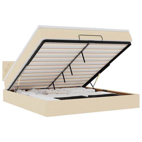 vidaXL Ottoman bed met matras 160x200cm stof cr&egrave;mekleurig