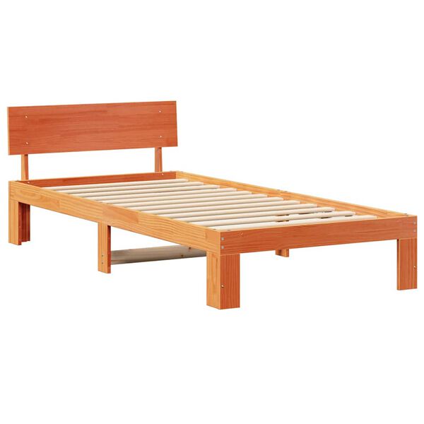 vidaXL Bedframe met hoofdeinde Wasbruin 80 x 200 cm Massief grenenhout