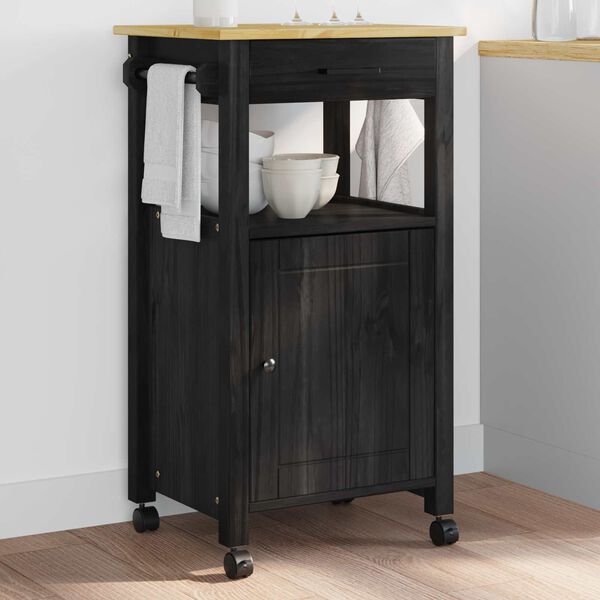 vidaXL Keuken Trolley Effen Zwart